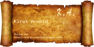 Kirst Arnold névjegykártya